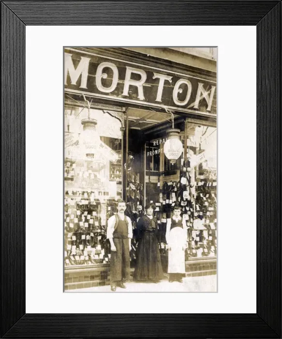 Framed Print : Shop-front - Premises - Morton - Shoe - Boot Maker, Aberystw Framed Print : Shop-front - Premises - Morton - Shoe - Boot Maker, Aberystw
