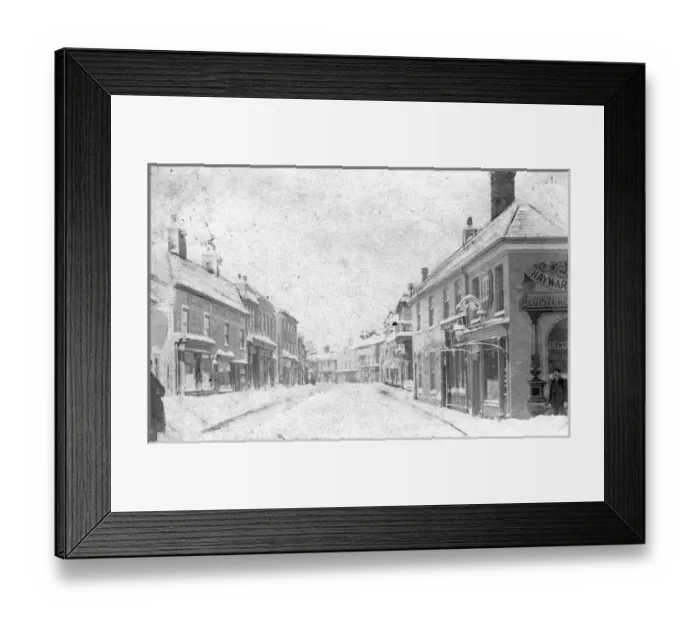 Framed Print : Street Scene in Snow, Saxmundham, Suffolk Framed Print : Street Scene in Snow, Saxmundham, Suffolk
