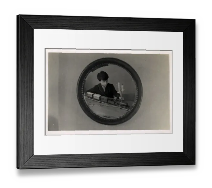 Framed Print : Boy With Hornby Gauge 0 Clockwork Train Set Framed Print : Boy With Hornby Gauge 0 Clockwork Train Set