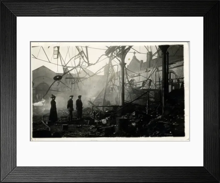 Framed Print : Market Fire, Southport, Lancashire Framed Print : Market Fire, Southport, Lancashire