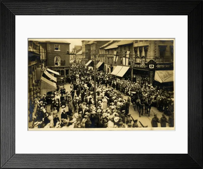 Framed Print : Procession by British Shoe Company Store, Leicester, Leicest Framed Print : Procession by British Shoe Company Store, Leicester, Leicest