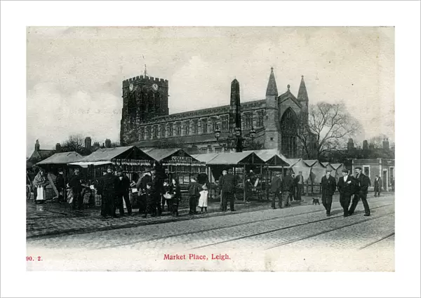 Market Place & Church, Leigh, Lancashire