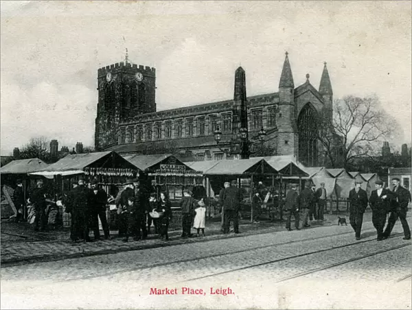Market Place & Church, Leigh, Lancashire