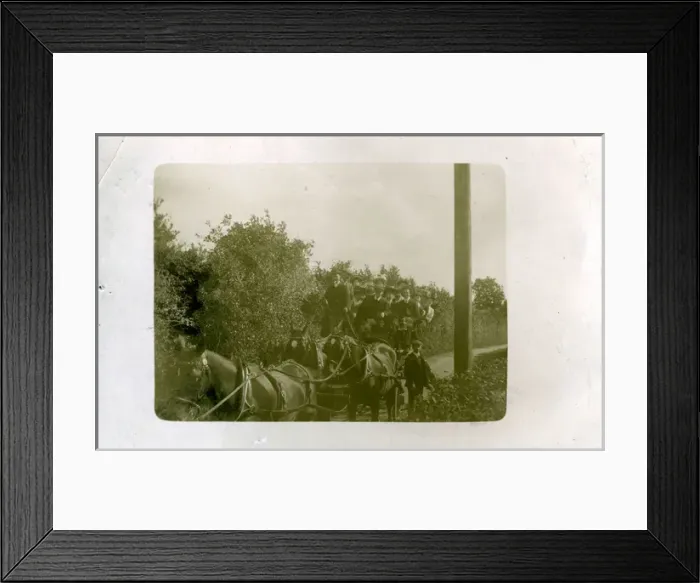 Framed Print : People & Carriage with Three Horses, Tiverton, Devon Framed Print : People & Carriage with Three Horses, Tiverton, Devon