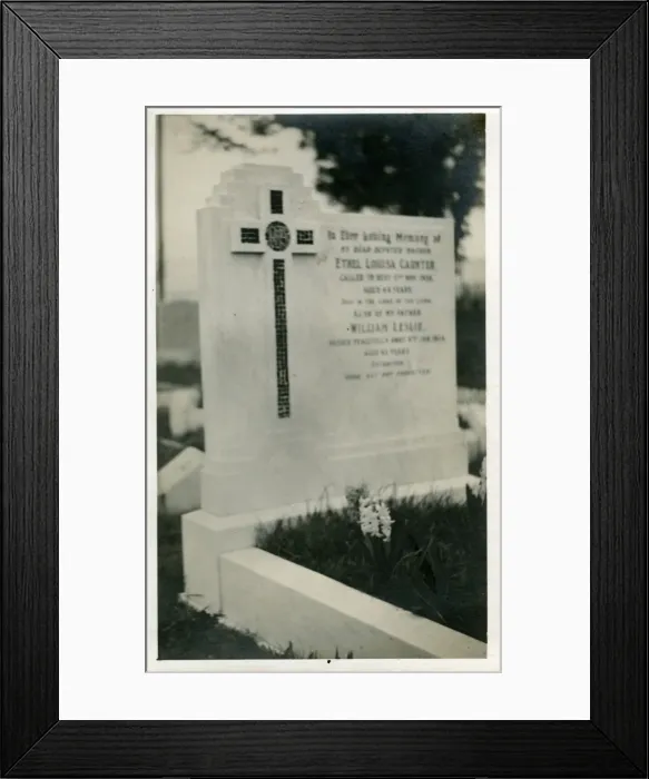 Framed Print : Gravestone of Ethel Louisa Caunter, Southampton, Hampshire Framed Print : Gravestone of Ethel Louisa Caunter, Southampton, Hampshire