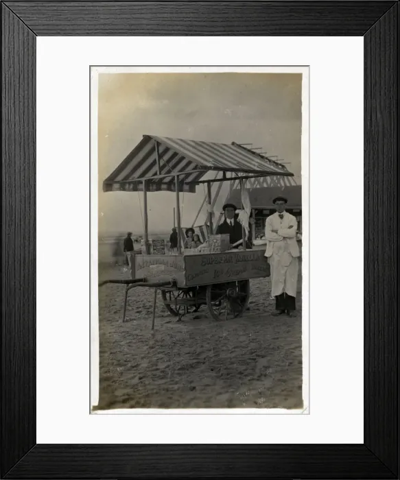 Framed Print : Ice Cream Cart and Seller, Skegness, Lincolnshire Framed Print : Ice Cream Cart and Seller, Skegness, Lincolnshire