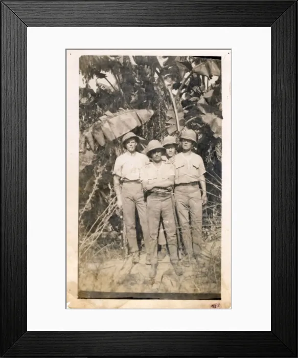 Framed Print : World War Two Soldiers in Pith Helmets Framed Print : World War Two Soldiers in Pith Helmets