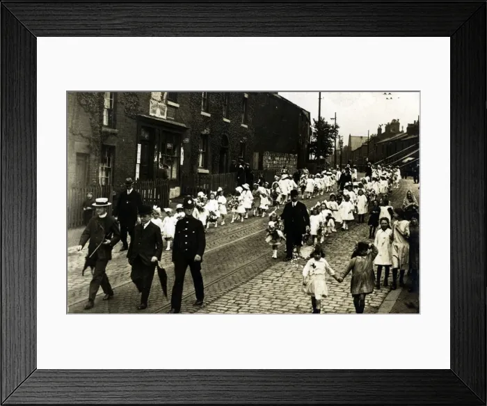 Framed Print : Street Procession, Unknown location, Shropshire Framed Print : Street Procession, Unknown location, Shropshire
