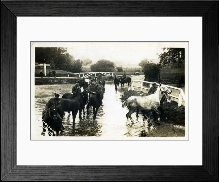 Framed Print : WW1 Cavalrymen on Canal, Worth, Sussex Framed Print : WW1 Cavalrymen on Canal, Worth, Sussex