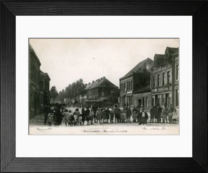 Framed Print : Street Scene with Steam Engine, Unknown location Framed Print : Street Scene with Steam Engine, Unknown location