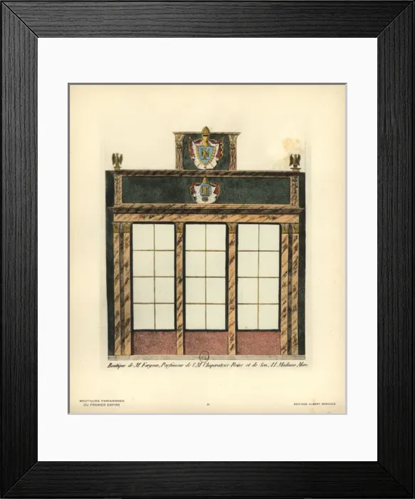Framed Print : Shopfront of Fargeons perfumery, Paris, circa 1800 Framed Print : Shopfront of Fargeons perfumery, Paris, circa 1800