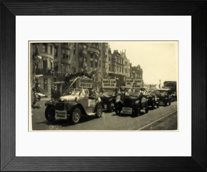 Framed Print : Bullnose Morris Vintage Car Leads Parade of Vintage Cars, Br Framed Print : Bullnose Morris Vintage Car Leads Parade of Vintage Cars, Br