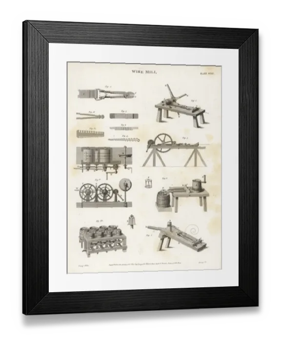 Framed Print : Wire mill, 19th century Framed Print : Wire mill, 19th century