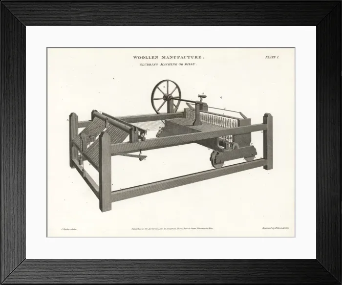 Framed Print : Slubbing machine or billy, 19th century Framed Print : Slubbing machine or billy, 19th century