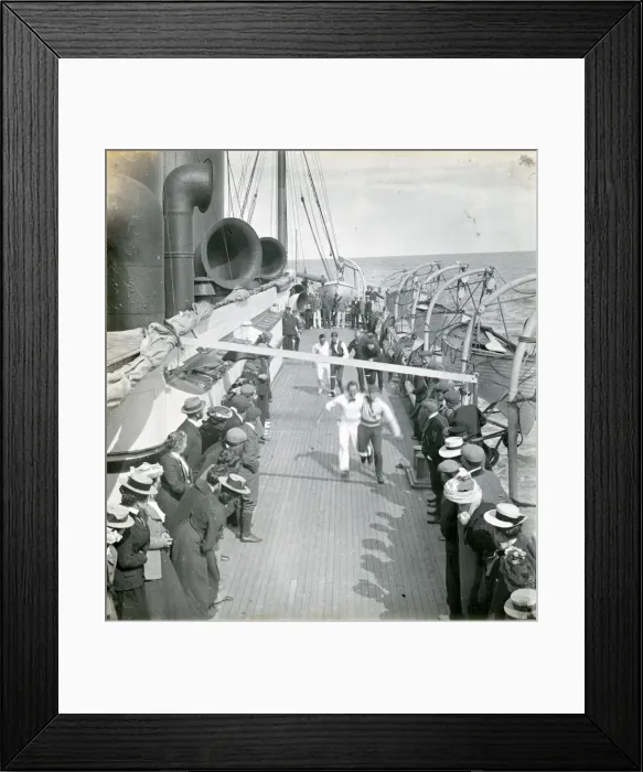 Framed Print : Three-legged Race on Deck of Ship Framed Print : Three-legged Race on Deck of Ship