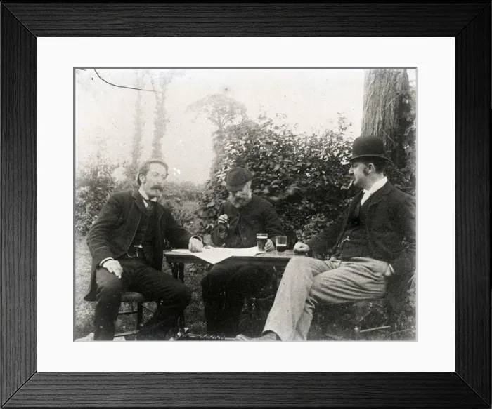 Framed Print : Edwardians Drinking Beer in a Garden