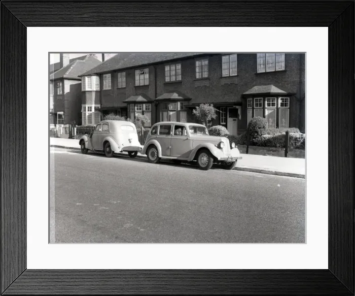 Framed Print : C Type Ford 10 and Hillman Minx, Hullbridge, Essex Framed Print : C Type Ford 10 and Hillman Minx, Hullbridge, Essex