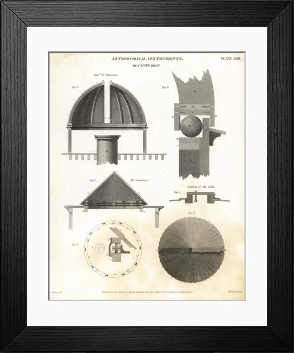 Framed Print : Designs for a rotative roof for an astronomical telescope Framed Print : Designs for a rotative roof for an astronomical telescope