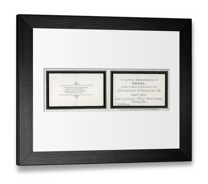 Framed Print : Remembrance Card, Bradford, Lancashire Framed Print : Remembrance Card, Bradford, Lancashire
