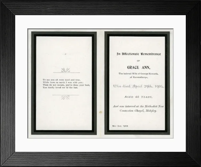 Framed Print : Remembrance Card, Midgley, Yorkshire Framed Print : Remembrance Card, Midgley, Yorkshire