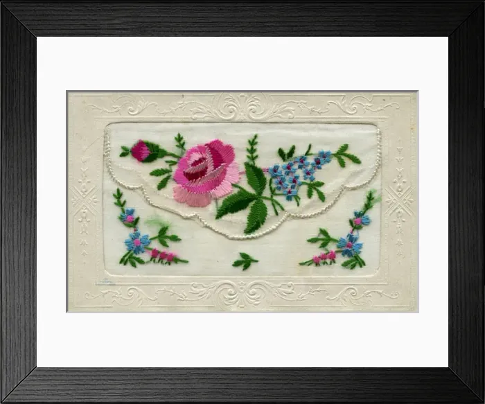 Framed Print : WW1 Silk Embroidered Greetings Card Framed Print : WW1 Silk Embroidered Greetings Card