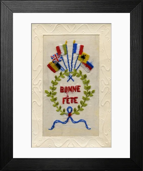 Framed Print : WW1 Silk Embroidered Greetings Card Framed Print : WW1 Silk Embroidered Greetings Card