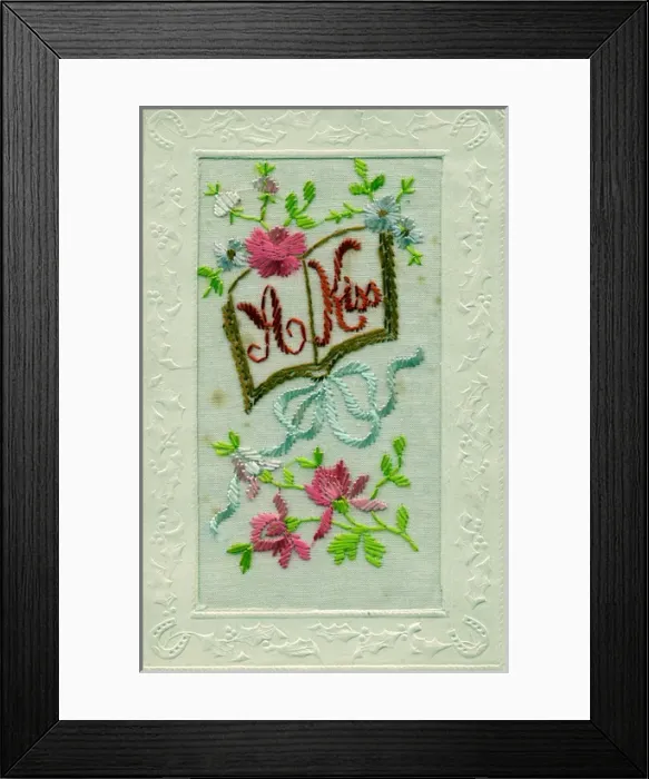 Framed Print : WW1 Silk Embroidered Greetings Card Framed Print : WW1 Silk Embroidered Greetings Card