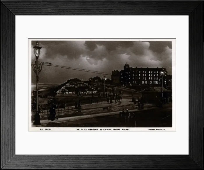 Framed Print : The Cliff Gardens at Night, Blackpool, Lancashire Framed Print : The Cliff Gardens at Night, Blackpool, Lancashire