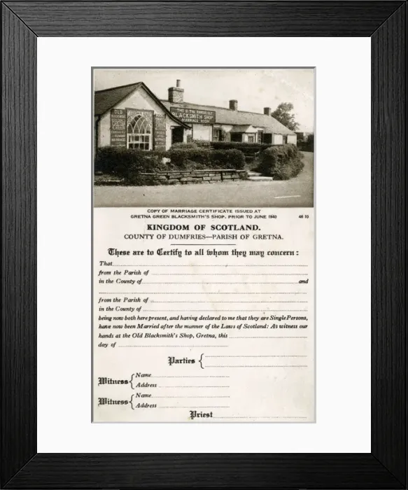 Framed Print : The Old Blacksmiths Shop, Gretna Green, Dumfries-shire Framed Print : The Old Blacksmiths Shop, Gretna Green, Dumfries-shire