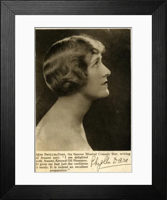 Framed Print : Amami Almond Oil Shampoo Advertising Postcard - Phyllis Dare Framed Print : Amami Almond Oil Shampoo Advertising Postcard - Phyllis Dare