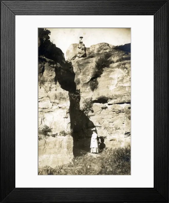 Framed Print : Edwardian Ladies Posing by a Rock Framed Print : Edwardian Ladies Posing by a Rock