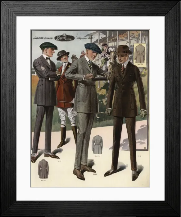 Framed Print : Mens single-breasted suits from the 1920s Framed Print : Mens single-breasted suits from the 1920s