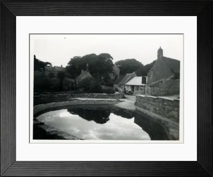 Framed Print : Village and Private Pond, Unknown Location Framed Print : Village and Private Pond, Unknown Location