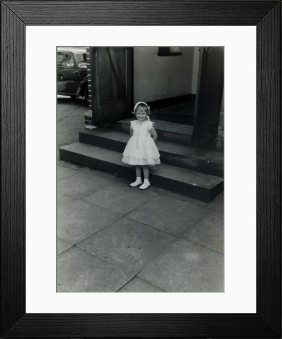 Framed Print : Little Girl on Church Hall Steps, Southampton Area, Hampshir Framed Print : Little Girl on Church Hall Steps, Southampton Area, Hampshir