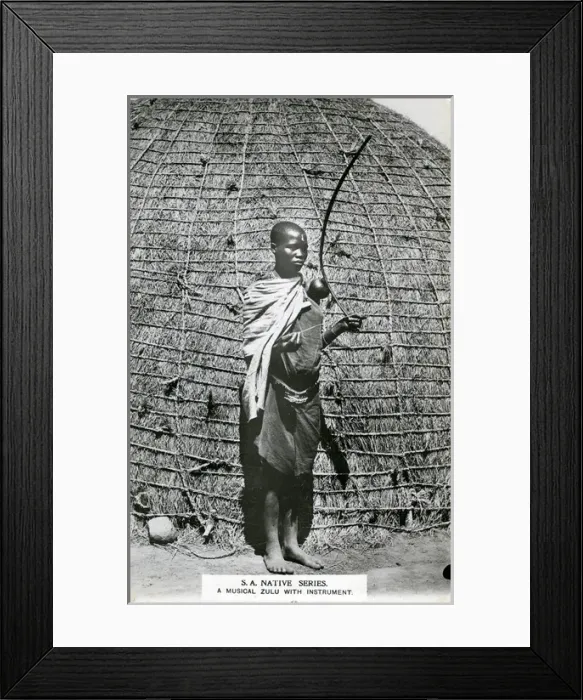 Framed Print : South Africa - Native Zulu with Musical Instrument Framed Print : South Africa - Native Zulu with Musical Instrument
