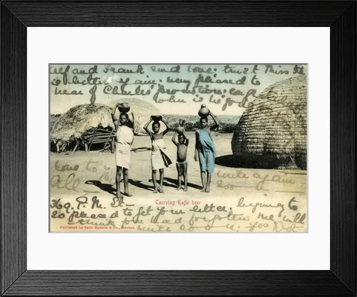 Framed Print : South Africa - Zulu Natives Carrying Cafir Beer Framed Print : South Africa - Zulu Natives Carrying Cafir Beer