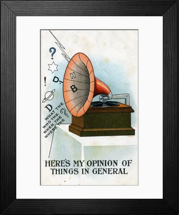 Framed Print : Gramophone Comic Card, England Framed Print : Gramophone Comic Card, England
