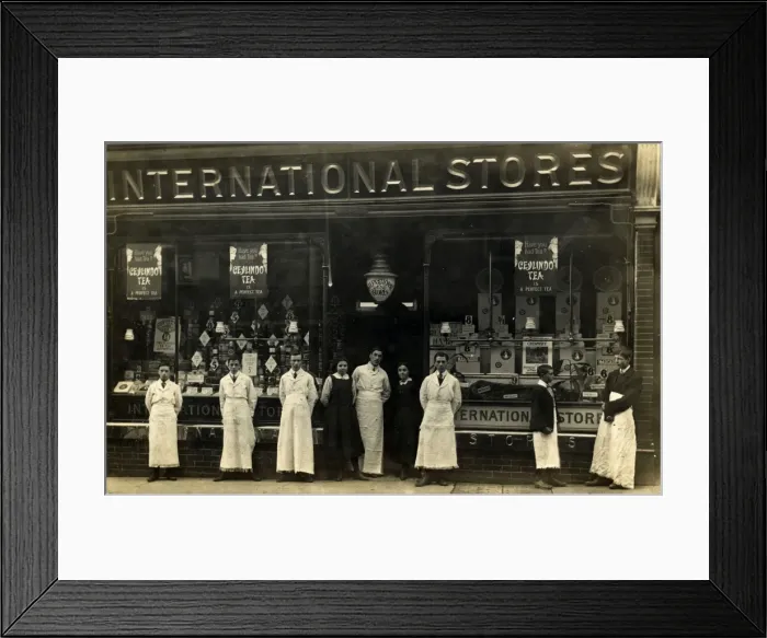 Framed Print : International Stores, Unknown, England Framed Print : International Stores, Unknown, England