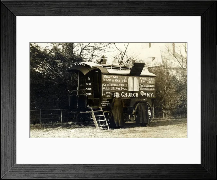 Framed Print : Vintage Caravan - The Church Army, Britain Framed Print : Vintage Caravan - The Church Army, Britain