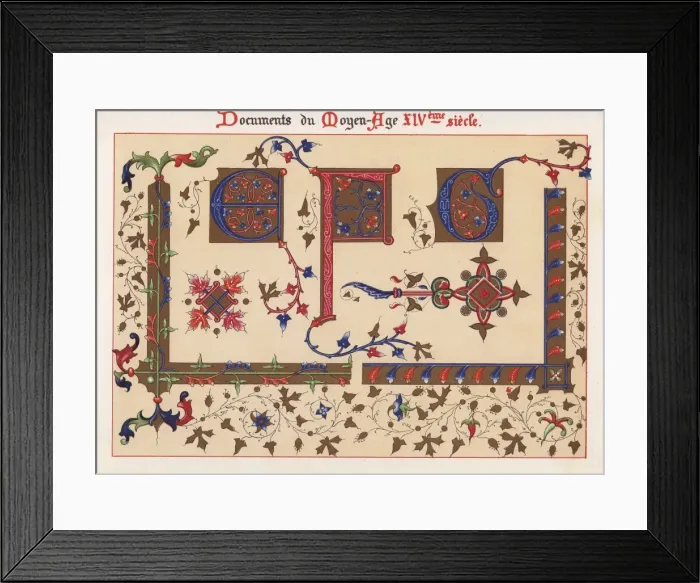 Framed Print : Letters from an illuminated alphabet from Framed Print : Letters from an illuminated alphabet from