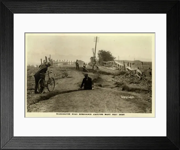 Framed Print : Subsidance Fractures, Warrington Road, Northwich, England Framed Print : Subsidance Fractures, Warrington Road, Northwich, England
