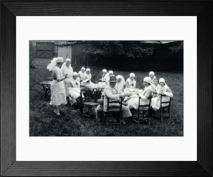 Framed Print : Red Cross Nurses Garden Tea Party, Wisbech, England Framed Print : Red Cross Nurses Garden Tea Party, Wisbech, England
