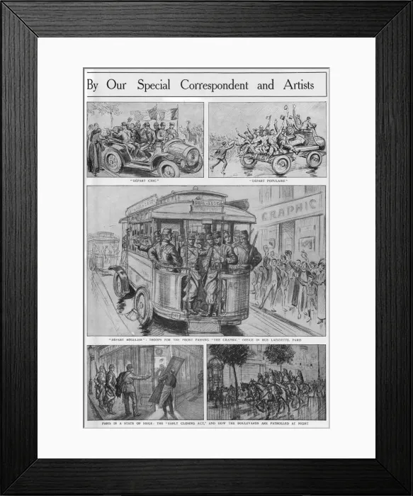 Framed Print : Scene outside Graphic office, Paris, WW1