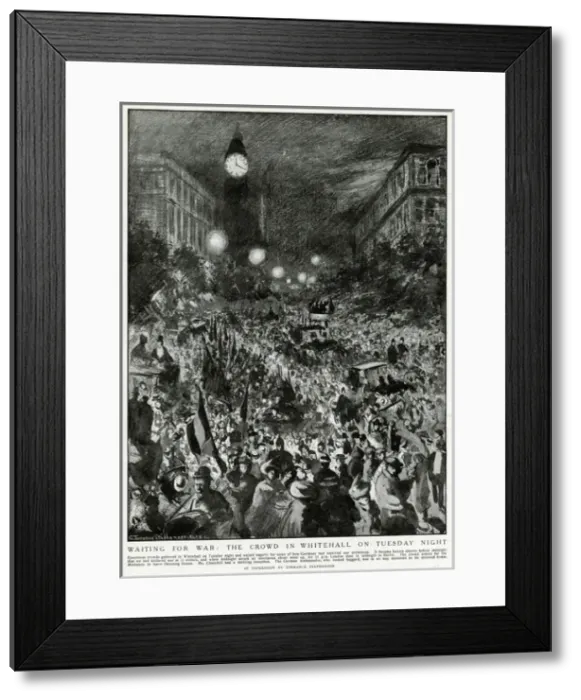 Framed Print : Crowd in Whitehall, London, outbreak of WW1 Framed Print : Crowd in Whitehall, London, outbreak of WW1