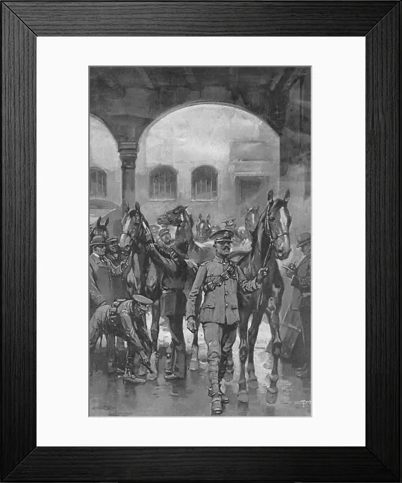 Framed Print : Collecting and branding horses, WW1 Framed Print : Collecting and branding horses, WW1