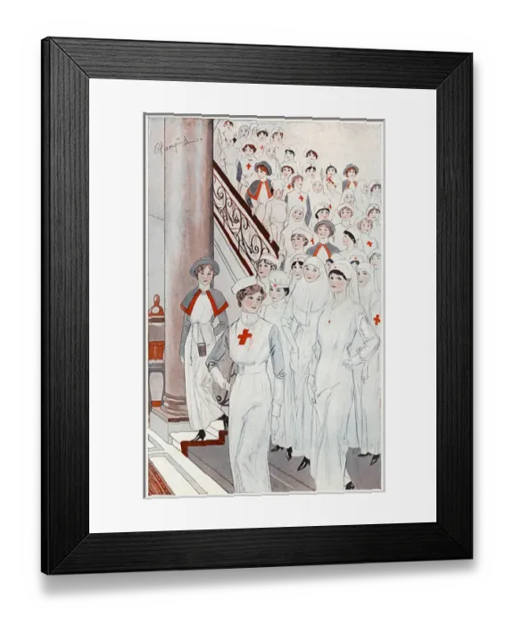 Framed Print : Ministering angels, 1915 - nurses by Blampied Framed Print : Ministering angels, 1915 - nurses by Blampied
