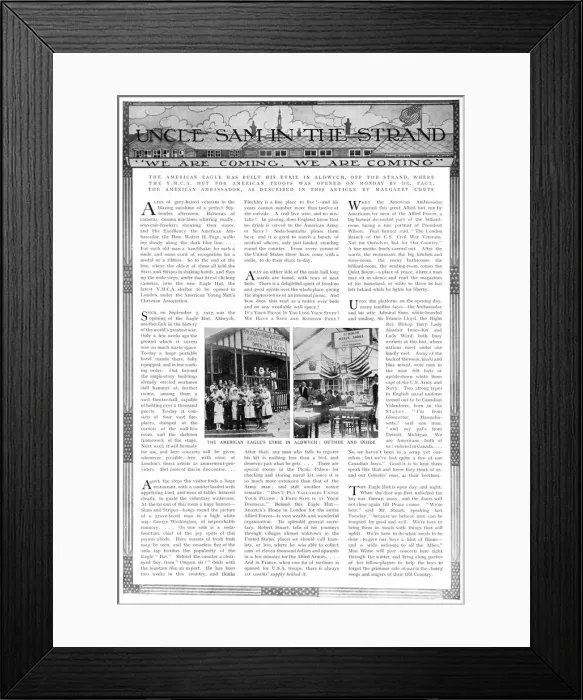 Framed Print : Article on opening of the Eagle Hut in Aldwych, 1917 Framed Print : Article on opening of the Eagle Hut in Aldwych, 1917