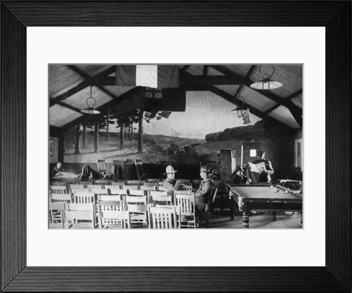 Framed Print : Reminder of England in a YMCA hut in France, WW1 Framed Print : Reminder of England in a YMCA hut in France, WW1