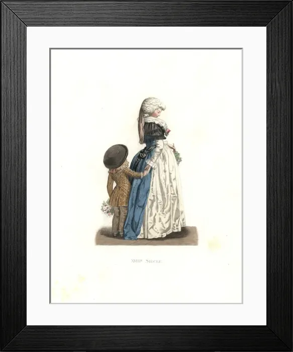 Framed Print : Young woman and small boy, France, 18th century Framed Print : Young woman and small boy, France, 18th century