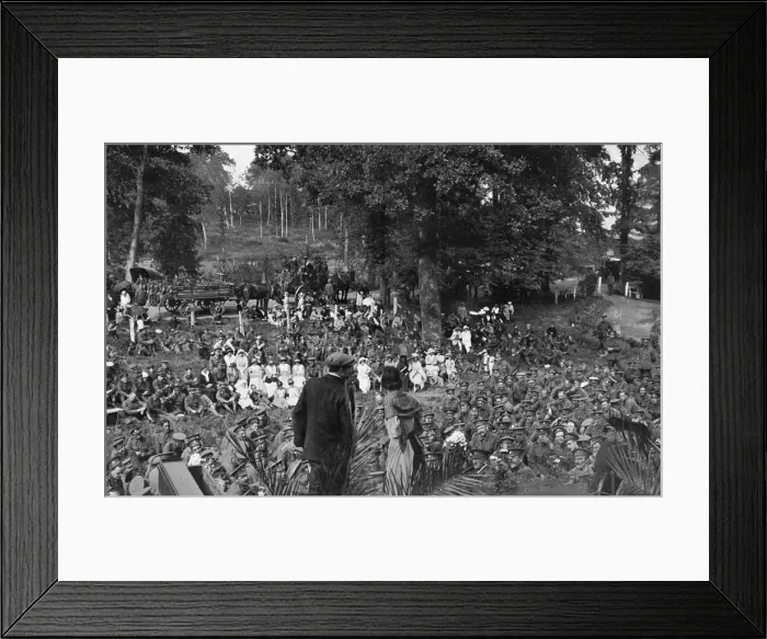 Framed Print : Concert in the War Zone for soldiers and others, France, WW1 Framed Print : Concert in the War Zone for soldiers and others, France, WW1